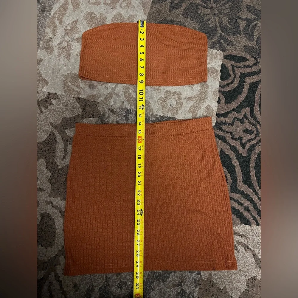 Rust Ribbed Skirt - Picture 8 of 9